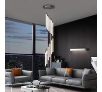 KJHFD Chandelier à Noir Moderne 12 lumières Pendre Haut Plafond Light pour l'entrée Escalier Lobby Villa Salon Hauteur Rainable Raindrop Lampe Suspendue