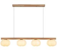 KJHFD Chandelier en Bois linéaire légers Pendre Moderne Milieu du siècle avec des Nuances Fleurs Lait Blanc Éclairage Pendentif Ferme Vintage pour îlot Cuisine, Table de Salle à Manger (4 lumières)