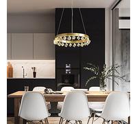 KJHFD Chandelier Noir Moderne Compatible avec Le Salon Luxury Cristal - Salle Manger Chambre Lampe moléculaire Cercle de Luxe carré Pendentif à LED, intérieur, Suspendu