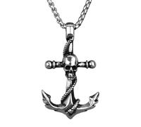 KJHFD Collier Ancre fantôme d'eau en Argent Sterling 925 pour Hommes, chaîne de 20 à 28 Pouces, Ras du Cou à breloque Ancre de Poulpe - Pendentif Ancre Gothique Punk, Bijoux Nautiques pour Femmes,