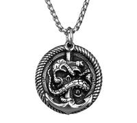 KJHFD Collier Ancre fantôme d'eau en Argent Sterling 925 pour Hommes, chaîne de 20 à 28 Pouces, Ras du Cou à breloque Ancre de Poulpe - Pendentif Ancre Gothique Punk, Bijoux Nautiques pour Femmes,