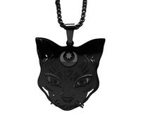 KJHFD Collier de Chat Noir Goth Wicca en Argent Sterling 925 pour Femmes, Charme de Chat Noir de Sorcellerie Heptagram - Collier de Chat d'halloween, Bijoux de Chat Noir, Collier Ras du Cou de