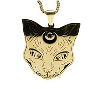 KJHFD Collier de Chat Noir Goth Wicca en Argent Sterling 925 pour Femmes, Charme de Chat Noir de Sorcellerie Heptagram - Collier de Chat d'halloween, Bijoux de Chat Noir, Collier Ras du Cou de