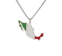 KJHFD Collier Mexicain en Argent Sterling 925 pour Femmes Hommes, Carte du Mexique avec Pendentif Villes, Collier Drapeau du Mexique, Collier Rural, Collier du Mexique, Colliers mexicains pour Femmes