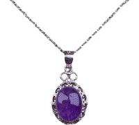 KJHFD Collier Natural Crystal Pendant Silver Filigree Inclay Stone Gemstone Bijoux Mothers pour Maman Femme Petite Amie