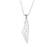 KJHFD Collier Palestine en argent sterling 925 pour hommes, collier Palestine Israël pour femmes, collier carte Palestine pendentif chaîne de géographie du pays, collier Palestine or, bijoux Palestine