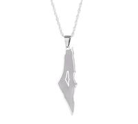 KJHFD Collier Palestine en argent sterling 925 pour hommes, collier Palestine Israël pour femmes, collier carte Palestine pendentif chaîne de géographie du pays, collier Palestine or, bijoux Palestine