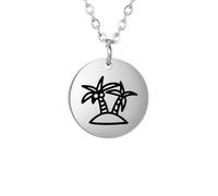 KJHFD Collier Palmier pour Femme, Collier Palmier en Argent Sterling 925, chaîne Ras du Cou en Forme d'île de cocotier, Colliers Palmier pour Femmes, Collier Tropical, Pendentif Palmier