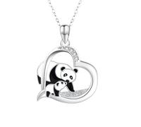KJHFD Collier Panda en Argent Sterling 925 pour Femmes Filles, Collier Coeur Panda Mignon pour bel Animal Ours, Bijoux Panda, Collier Panda Rouge pour Filles, médaillon Panda, Pendentif pièce Panda