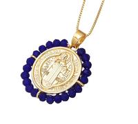 KJHFD Collier Saint Benoît pour Femmes Hommes, Perles Multicolores Colliers Saint Benoît, Médailles Saint Benoît, Médaille de San Benito, Médaille San Benito, Médaille Saint Benoît