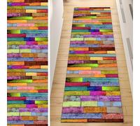 KJHFD Coureur Non Glissant Multicolor 70x120cm Motif Bois Coureurs décoration intérieure lavables pour Le Couloir Cuisine Tapis Porte Salon avec Support en Caoutchouc à 20 cm de Largeur