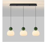 KJHFD créativité Milieu du siècle 3-têtes îlot de Cuisine Nordique Lampe Suspendue Moderne Minimaliste crème éolienne Pumpkin Chandelier Décoration Maison pour Le Salon Salle à Manger/Vert