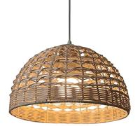 KJHFD de dôme Vintage Hands Woven Rattan Suspendre la Lampe à Naturel Bambou Boho Panier en Osier Éclair
