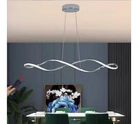 KJHFD Décoration la Maison W Gold Wavy Spiral Pendant Lightture Télécommande Dalmable Long LED Chandelier Chrome Black Lampe pour Table de Cuisine Restaurant/Chro