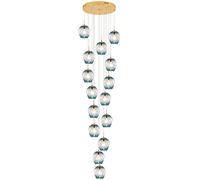 KJHFD Éclairage Mural 15-Light Glass Chandeliers High Raindrop Lights Gold Dome Long Chandelier Compatible avec Le Plafond Cage d'escalier d'entrée Foyer, Hauteur maximale de 8,2 pi