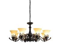 KJHFD Éclairage Pendant Nordique Rustique, luminaires Suspendus Art décor métal en Verre Lanterne Finale Noire Duplex pour Le Salon Villa Chambre à Coucher