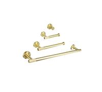 KJHFD Ensemble rack serviettes doré avec quincaillerie or brossé Comprend une à bague serviette Robe manteau crochet toilettes en tissu papier accessoires salle bain kit pour un look luxueux (jeu de 4