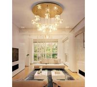 KJHFD Ice Cube Shape Glass Escalier l'escalier Long Chandelier Le Plafond élevé Pendant Moderne Lumière pour la Construction de Salon Villa Hollow Large Home Decor Lampe 15 LUMIÈRES