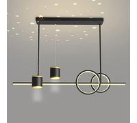 KJHFD linéaire dimmable Salon Salle à Manger, Suspendu réglable, lumière LED Moderne pour îlot de Cuisine avec projecteur Noir Or/b