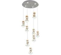 KJHFD Lustres Longs l'escalier Crystal Light Compatible avec Le loft Duplex 丨 LED Dining Room luminaires Plafond Villa Spiral Escalier Pendant, Mur de pièce