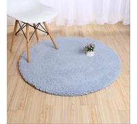 KJHFD Mat Bain en Molleton berbère Rond Doux pour Le Salon la Chambre 140 cm de diamètre argenté Gris Confortable élégant Tapis