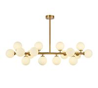 KJHFD Mural 16-Light Globe Gold Grand lustres Lumineux Plafond moléculaire Éclairage Suspendu, décoration de Boutique Chandelier linéaire Compatible avec Le Salon Dining Roo