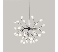KJHFD Nordic Chandelier Pendant Light Creative Firefly 9 Heads Black and White Plafond Lamping pour Le Salon la Chambre à Coucher élégant Arbre Branche de Feuille