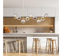 KJHFD Nordique Dimmable LED luminaire la Table Salle à Manger Le Bar du Pendentif linéaire Contemporain pour l'îlot de Cuisine Noir cm (24x2 Pouces)