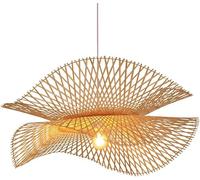 KJHFD Panier roteur Beige Shade Boho Style Chandelier 1 Pack en Osier Pendants Creux à la Main E27 Ferme Base Lumières de Plafond côtiers,