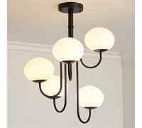 KJHFD Perfect American Living Room Iron Art Craft Restaurant Chambre Hôtel Escalier European Verre Retro Black 5 Head 55x55x60cm