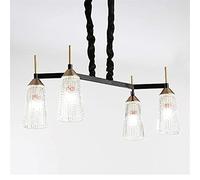 KJHFD Perfect American Living Room Restaurant Europe Iron Art Craft Hotel Corridor 4 Black Glass Lamphade Plafond Lampe 72x50x25cm
