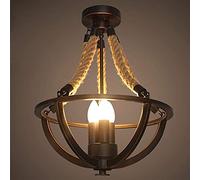 KJHFD Perfect American Retro Industrial Wind Rope Whited Fer Dining Room Créative Personnalité Pleillorie Lampe de Chambre Principale φ38cm