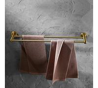 KJHFD Rack Punch-Brosse, Barre Salle Bain, Serviette de Plate-Forme à Double Tige Or Clair en Acier Inoxydable Suspendu Punch 40 cm