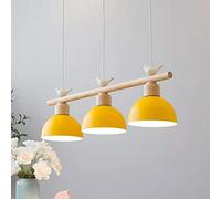 KJHFD Table à Manger en Bois créatif Pendant Light 3-Bras Chandelier réglable Hauteur Fer Éclairage de Plafond Vintage pour Chambre Salon 80 cm (Jaune)