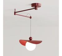 KJHFD Table Milieu du siècle Clair Créativité Nordique crème Vent métal Swing Bras Suspendu Moderne Minimaliste Verre Blanc Globe à Manger Chandelier pour Le comptoir/Rouge l'îlot de Cuisine