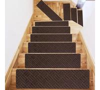 KJHFD Tapis de Marche d'escalier Auto-adhésif Non Glissant pour marches en Bois Marron 13 pcs
