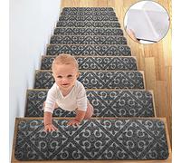 KJHFD Tapis Ensemble Les marches d'escalier Faste Care High Pile 18 PCE Grey Escair Carpet avec des Bandes adhésives pour l'installation