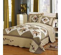 KJHG Couvre-Lit Matelassé De Luxe Boutis Coton Couverture De Lit Patchwork Avec 2 Taies D'oreiller, J-230X250CM