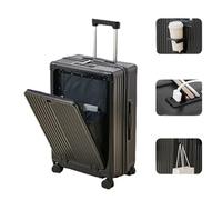 KJHYYPP Bagage à Coque Rigide, Valise à Main, Compartiment pour Ordinateur Portable, Port USB, Porte-gobelet, Blanc, 34 Pouces, adapté aux Loisirs/Affaires (Black)