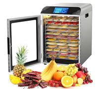 KJHYYPP Grande Machine à déshydrater Les Aliments, Panneau de Commande LCD, déshydrateur en Acier Inoxydable à 12 Plateaux, avec minuterie numérique et contrôle de la température