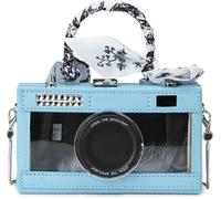 KJHZCE Camera Shaped Purse Handbag PU Leather Casual Fashion Funny Snapshot Shoulder Bag(Blue)