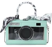 KJHZCE Camera Shaped Purse Handbag PU Leather Casual Fashion Funny Snapshot Shoulder Bag(Green)