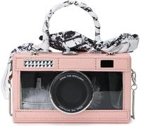 KJHZCE Camera Shaped Purse Handbag PU Leather Casual Fashion Funny Snapshot Shoulder Bag(Pink)