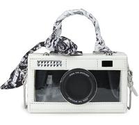 KJHZCE Camera Shaped Purse Handbag PU Leather Casual Fashion Funny Snapshot Shoulder Bag(White)