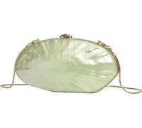 KJHZCE Pochette de soirée en acrylique en forme de coquillage for femme, sac à main ovale brillant avec chaîne et bandoulière, chic et marbré, for mariage et cocktail(Light Green)