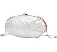 KJHZCE Pochette de soirée en acrylique en forme de coquillage for femme, sac à main ovale brillant avec chaîne et bandoulière, chic et marbré, for mariage et cocktail(White)