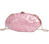 KJHZCE Pochette de soirée en acrylique en forme de coquillage for femme, sac à main ovale brillant avec chaîne et bandoulière, chic et marbré, for mariage et cocktail(Pink)
