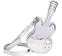 KJHZCE Sac à main en cuir PU matelassé avec fermeture éclair for femme, sac à bandoulière avec rivets brillants for violon/guitare/piano(Silver)