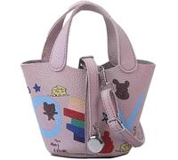 KJHZCE Sac seau Hobo Graffiti for femme, sac à main imprimé panier de légumes, en cuir PU, décontracté, mode, lettre, bandoulière, fourre-tout(Purple)