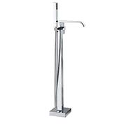 KJJFIPCXP Barthroom Robinet de douche chromé à montage au sol avec bec cascade, mitigeur autoportant avec pulvérisateur à main